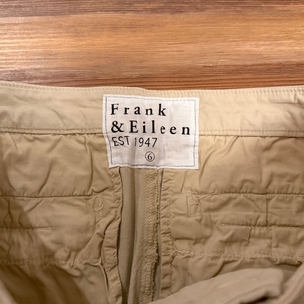 Frank & Eileen Wicklow Italian Cotton Chino Pants Tan Khaki Raw Hem Womens 6 - Picture 6 of 6